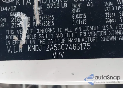 2012 Kia Soul from USA, damaged, VIN KNDJT2A56C7463175